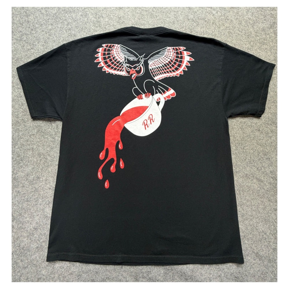 Jerzees Twin Peaks Twedes Cafe Owl Coffee Graphic T-Shirt Black XL RR Diner